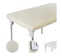 Mantel navide o de vinilo el stico con estampado dorado amarillo TopTableCloth rectangular para mesa plegable de 6 pies 30 x 72 pulgadas, imperme