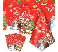 Mantel navideño desechable rojo (paquete de 3), 137 x 274 cm, rectangular, ideal para fiestas navideñas. nuevo