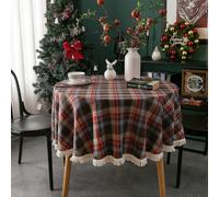 Mantel navideño protector de mesa transparente con borlas redondas, a prueba de polvo, para cocina