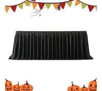 Mantel Negro - Falda Rectangular con Volantes y Tela Plisada Lavable, Accesorio Decorativo para drapeado | Falda de Tela Reutilizable para graduación, Navidad, Shower, Carnaval, revivir