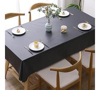 Mantel negro sin arrugas, 39.4 x 63 pulgadas, cubierta rectangular de plástico para comedor en interiores y exteriores, elegante decoración de mesa, mantel de fácil cuidado