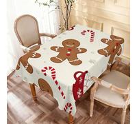 Mantel Pan De Jengibre Navideño Hombre De Caramelo Bastón De Caramelo 137X183Cm Mantel Mesa Impermeable Lavable Manteles Mesa para Hogar Exterior Decoración
