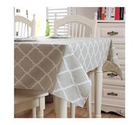 Mantel para exteriores de 140 x 200 cm, lavable, color gris claro, moderno diseño de rombos, impermeable, elegante protector de mesa de comedor al aire libre