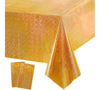 Mantel para fiesta de Año Nuevo, color dorado brillante, 2 unidades, mantel de plástico desechable, decoración de fiesta para Nochevieja 2026, hombre, excavadora, cumpleaños, Hollywood, boda