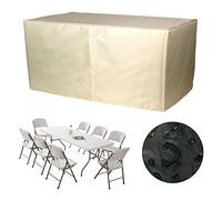 Mantel para mesa de exterior, impermeable, 320 x 162 x 74 cm, rectangular, color beige, Oxford 420D, resistente al viento y a los rayos UV, protector de muebles de jardín