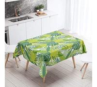 Mantel para Mesa Impermeable Antimanchas, Cocina Comedor Rectangular Resistente al Desgaste Lavable Mantel de Poliéster Hojas Tropicales Patrón 3D (Césped,100x140cm)