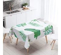 Mantel para Mesa Impermeable Antimanchas, Cocina Comedor Rectangular Resistente al Desgaste Lavable Mantel de Poliéster Hojas Tropicales Patrón 3D (Hoja verde,140x240cm)