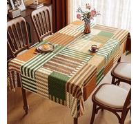 Mantel pesado resistente a las arrugas de 32 x 48 pulgadas, apto para interiores para comedor y fiestas, hecho de PVC, lavable a máquina y de fácil cuidado