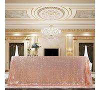 Mantel QueenDream de 90 x 156 cm con lentejuelas rectangulares en oro rosa para bodas, fiestas de cumplea os y decoraci n de interiores y exterio