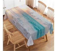 Mantel Rectangular 140x200 cm Olas Costa Costera, Tela de Poliéster Antimanchas y Lavable, Protector de Mesa para 6 Personas, Uso Cocina Salón Interior y Exterior 2130v