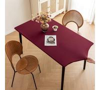Mantel rectangular ajustable, suave, protector de mesa de comedor y cocina, de alta elasticidad, impermeable, con borde elástico, fácil de limpiar (rojo, 70 x 120 cm)