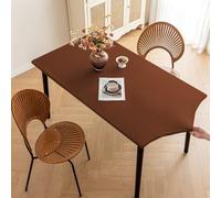 Mantel rectangular ajustable y suave, protector de mesa de comedor de alta elasticidad, mantel impermeable con borde elástico, fácil de limpiar (café, 80 x 140 cm)