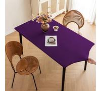 Mantel rectangular ajustable y suave, protector de mesa de comedor y cocina, mantel impermeable con borde elástico, fácil de limpiar (morado, 70 x 120 cm)