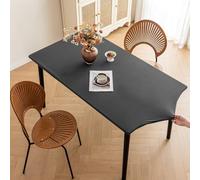 Mantel rectangular ajustable y suave, protector de mesa de comedor y cocina, mantel impermeable con borde elástico, fácil de limpiar (gris claro, 90 x 150 cm)