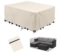 Mantel rectangular blanco de 200 x 70 x 90 cm, impermeable, protección UV, tela Oxford 420D, protección de muebles para mesas de jardín, uso al aire libre