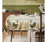 Mantel rectangular con diseño de gallo, rústico, lavanda, hierbas, primavera, verde, poliéster, reutilizable, lavable, cena, fiesta, esencial para cocina, banquete, picnic, 60 x 120 pulgadas
