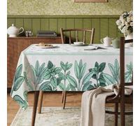 Mantel rectangular con diseño de hojas, hierbas naturales botánicas, color verde primavera, resistente a las manchas, lavable, para cena, fiesta, esencial para cocina, banquete, picnic, 60 x 120