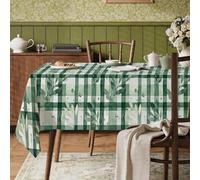 Mantel rectangular con diseño de hojas, rústico, a cuadros, tela verde primavera, lavable, reutilizable, para cena, fiesta, esencial para cocina, banquete, picnic, 60 x 120 pulgadas