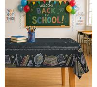 Mantel rectangular con diseño de libros, brújula de globo educativo de regreso al campus, poliéster, reutilizable, lavable, cena, fiesta, esencial para cocina, banquete, picnic, 60 x 120 pulgadas