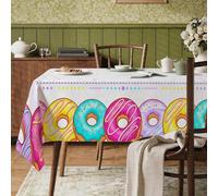 Mantel rectangular con diseño de rosquilla, diseño de rosquillas, glaseado de verano, tela de melocotón, lavable, reutilizable, para cena, fiesta, esencial para cocina, banquete, picnic, 60 x 120