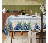 Mantel rectangular de arándanos, hojas rústicas de granja, tela azul de verano, lavable, reutilizable, decoración para cocina, banquete, camping, fiesta, 60 x 102 pulgadas