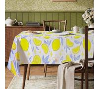 Mantel rectangular de color limón, diseño de hojas brillantes de verano, color amarillo, resistente a las manchas, lavable, para cena, fiesta, esencial para cocina, banquete, picnic, 60 x 120 pulgadas