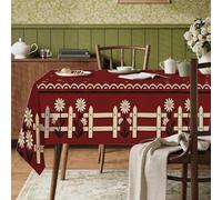 Mantel rectangular de crisantemo, valla rústica de granja, tela roja de otoño, lavable, reutilizable, cena, fiesta, esencial para cocina, banquete, picnic, 60 x 120 pulgadas