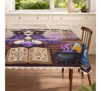 Mantel rectangular de Halloween con diseño de perro caniche de bruja, 152 x 254 cm, diseño retro divertido de bruja, decoración de fiesta espeluznante para cocina, banquete, picnic, camping