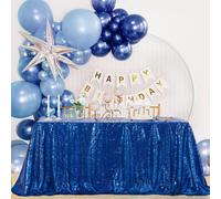 Mantel rectangular de lentejuelas azul real brillante B-COOL, de lino con purpurina, para tartas, de 50 x 80 pulgadas, para bodas, fiestas, banqu