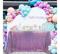 Mantel rectangular de lentejuelas B-COOL morado de 90 x 132 cm para decoraci n de mesas de sirenas, fiestas de cumplea os de ni as bonitas.
