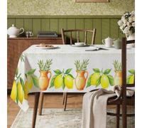 Mantel rectangular de limón, jarra rústica con rama de olivo, color amarillo, resistente a las manchas, lavable, para cena, fiesta, esencial para cocina, banquete, picnic, 60 x 120 pulgadas