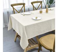 Mantel rectangular de lino y algod?n JSFLY, impermeable, lavable, para mesa de comedor, interior y exterior, ideal para buf?s, fiestas, cenas y banque