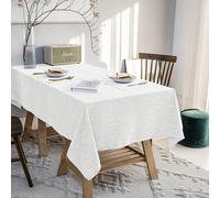 Mantel rectangular de lino y algod?n JSFLY, impermeable, lavable, para mesa de comedor, interior y exterior, ideal para buf?s, fiestas, cenas y banque