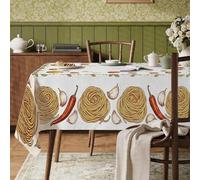 Mantel rectangular de pasta, italiano, rústico, chile, ajo, sin crema, poliéster, reutilizable, lavable, decoración para cocina, banquete, camping, fiesta, 35 x 55 pulgadas