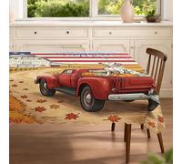 Mantel rectangular de perro dálmata de otoño de 60 x 80 pulgadas, mantel de mesa con estampado de camión de granero, decoración de fiesta de cosecha campestre para el hogar, cocina, banquete, picnic