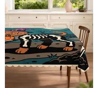 Mantel rectangular de perro de agua portugués de Halloween de 60 x 100 pulgadas, diseño de cementerio de cachorros de terror, decoraciones de fiesta espeluznantes para cocina, banquete, picnic