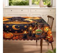 Mantel rectangular de perro de agua portugués de Halloween de 60 x 100 pulgadas, estampado de caldero de bruja y cachorro, decoración de fiesta aterradora para cocina, banquete, picnic, camping