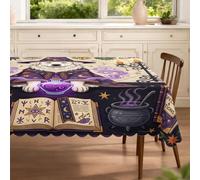 Mantel rectangular de perro de bruja de Halloween de los Grandes Pirineos de 152 x 203 cm, diseño retro divertido de bruja mágica, decoración de fiesta espeluznante para cocina, banquete, picnic
