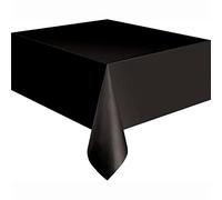 Mantel rectangular de plástico negro sólido (137 cm x 274 cm), mantel elegante y duradero para fiestas, eventos y uso doméstico