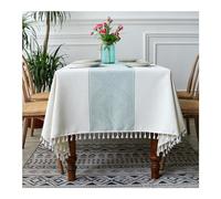Mantel rectangular de poliéster lavable, 100 x 160 cm, diseño geométrico de diamantes con borlas, ideal para picnics al aire libre, fiestas, cenas y elegante