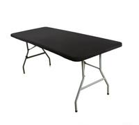 Mantel rectangular elástico, plegable, resistente al desgarro y tela de poliéster, mesa lavable para múltiples ajustes de comedor (color negro, 152 x 76 x 76 cm)