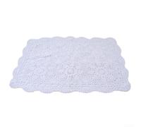 Mantel rectangular hecho a mano con técnicas de encaje de algodón y ganchillo, detalle hueco, tema de decoración de campo (blanco)
