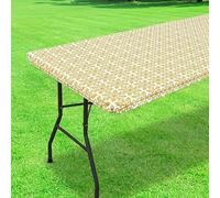Mantel rectangular impermeable para mesa de picnic, mantel ajustable con estampado barroco con bordes elásticos, protector de superficie de PEVA para jardín, comedor, patio, picnic, decoración de
