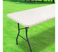 Mantel rectangular impermeable para mesa de picnic, mantel ajustable con estampado barroco con bordes elásticos, protector de superficie de PEVA para jardín, comedor, patio, picnic, decoración de
