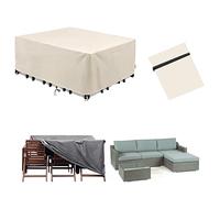Mantel rectangular para exteriores, color blanco, 290 x 150 x 100 cm, tela Oxford 420D, impermeable, resistente al viento, al polvo, a los rayos UV, protector de muebles de jardín