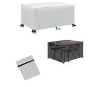 Mantel rectangular para exteriores, color plateado, 200 x 130 x 100 cm, impermeable, resistente a los rayos UV, tela Oxford 420D, protección para muebles de jardín, patio, protector de mesa