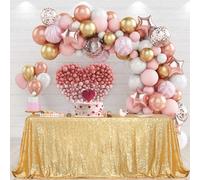 Mantel rectangular PartyDelight de 127 x 203 cm con lentejuelas doradas brillantes para bodas, fiestas y decoraci n navide a.