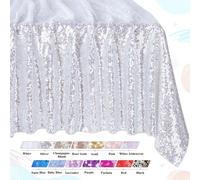 Mantel rectangular plateado con lentejuelas QueenDream, 127 x 203 cm, con tela brillante para cumplea os, bodas y fiestas.