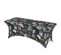 Mantel rectangular profesional con estampado de piedras de guijarros, fácil instalación