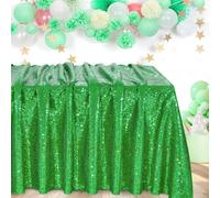Mantel rectangular QueenDream de 228 x 333 cm con lentejuelas verdes para decorar cumplea os.